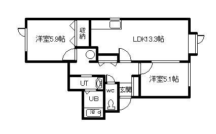 南陽館II(2LDK/1階)の間取り写真