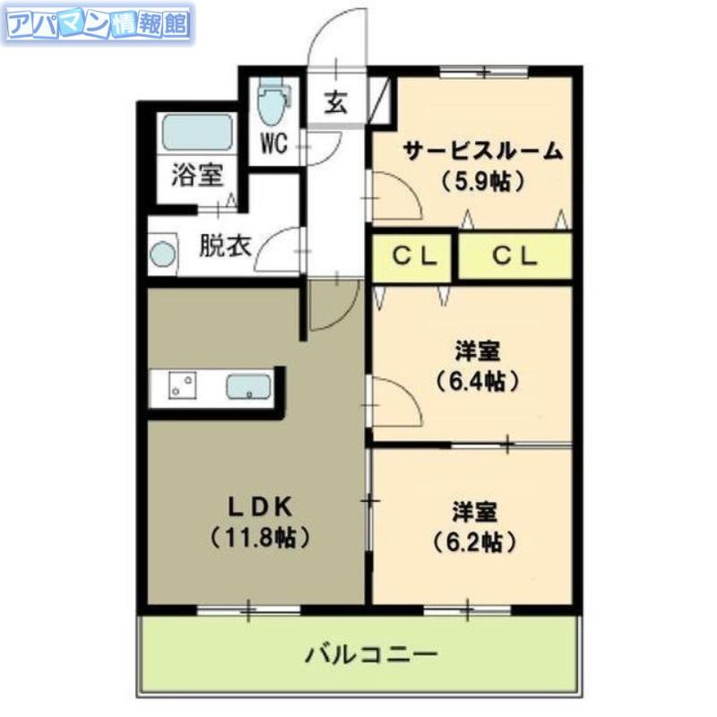サンハイムさかい(3LDK/3階)の間取り写真