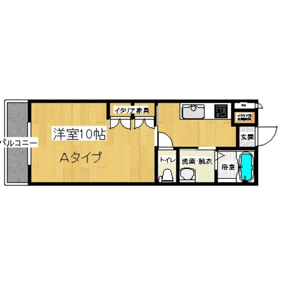 グラシアス(1K/1階)の間取り写真