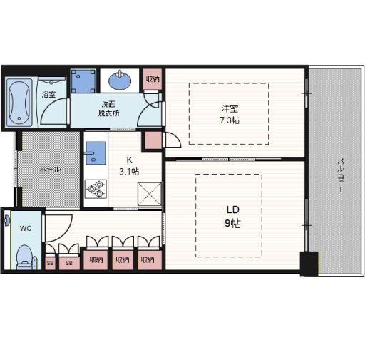 グラングリーン大阪 THE ノース RESIDENCE(1LDK/10階)の間取り写真