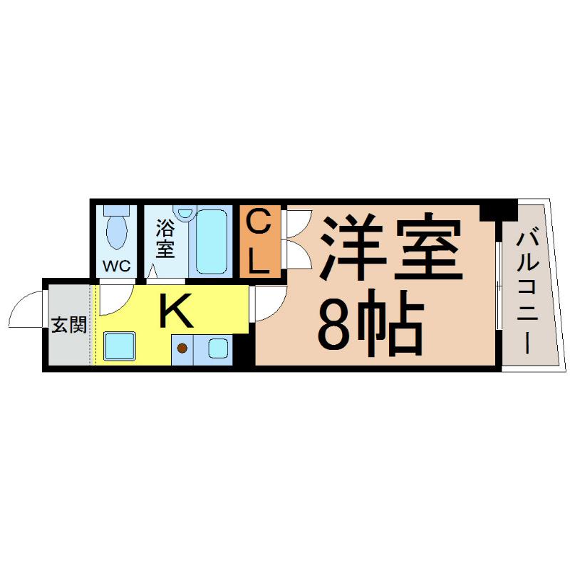 ケーエム泉(1K/8階)の間取り写真