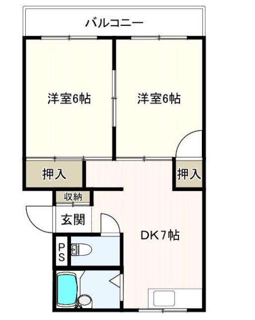 レジスコート東難波III(2DK/3階)の間取り写真