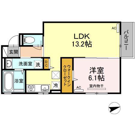 グアイスブラン(1LDK/1階)の間取り写真