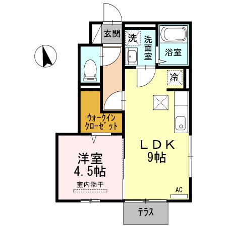 リトルリーフ(1LDK/1階)の間取り写真