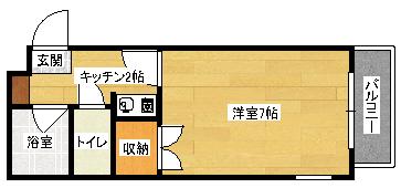 アヴニール(1K/1階)の間取り写真