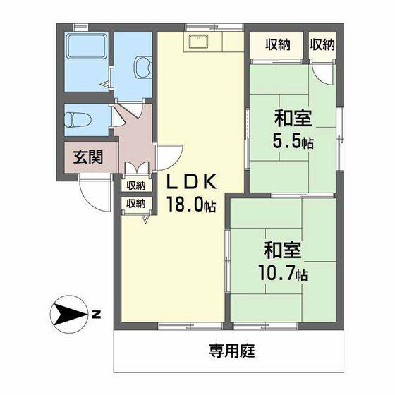 コーポN(2LDK/1階)の間取り写真