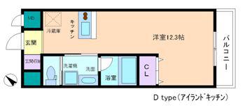 プランドールナガイ(ワンルーム/3階)の間取り写真