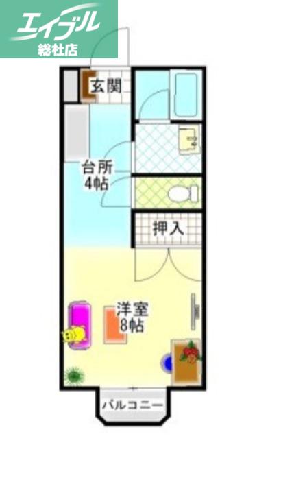 神田プチパール88B棟(1K/2階)の間取り写真