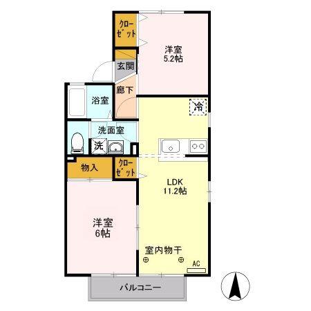 パルティール(2LDK/1階)の間取り写真