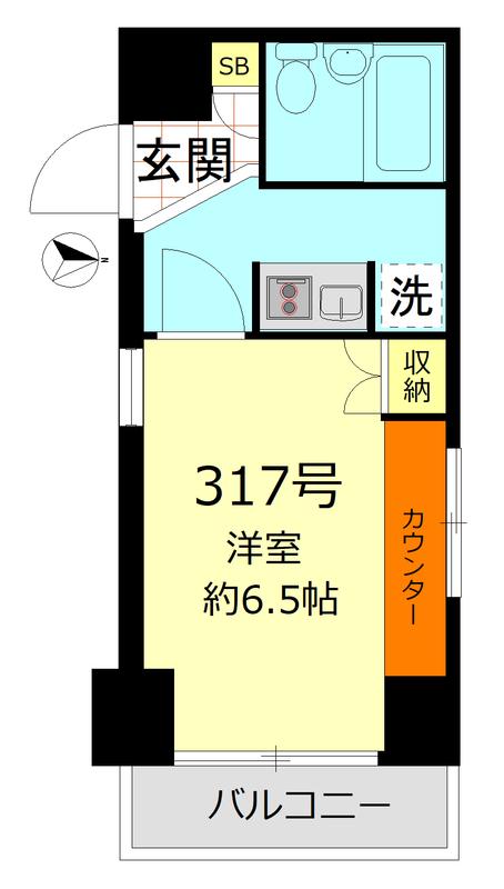 津田沼ダイカンプラザシティ(1K/3階)の間取り写真