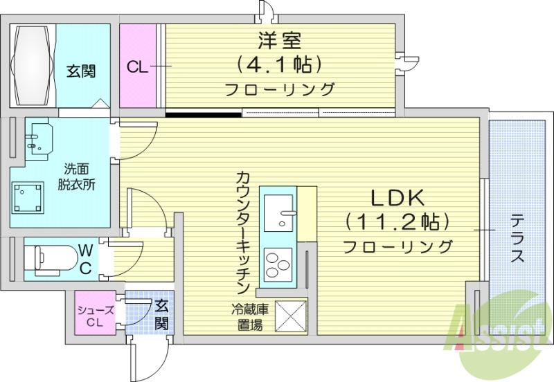 D-ROOM荒井一丁目(1LDK/1階)の間取り写真