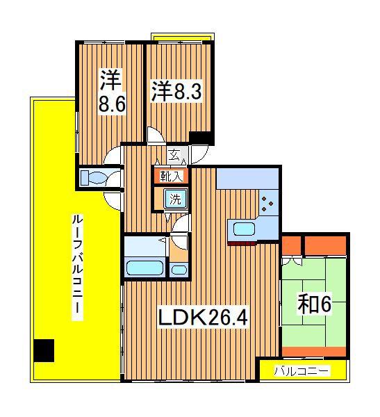 ラフィーヌ・ショコラ(3LDK/4階)の間取り写真