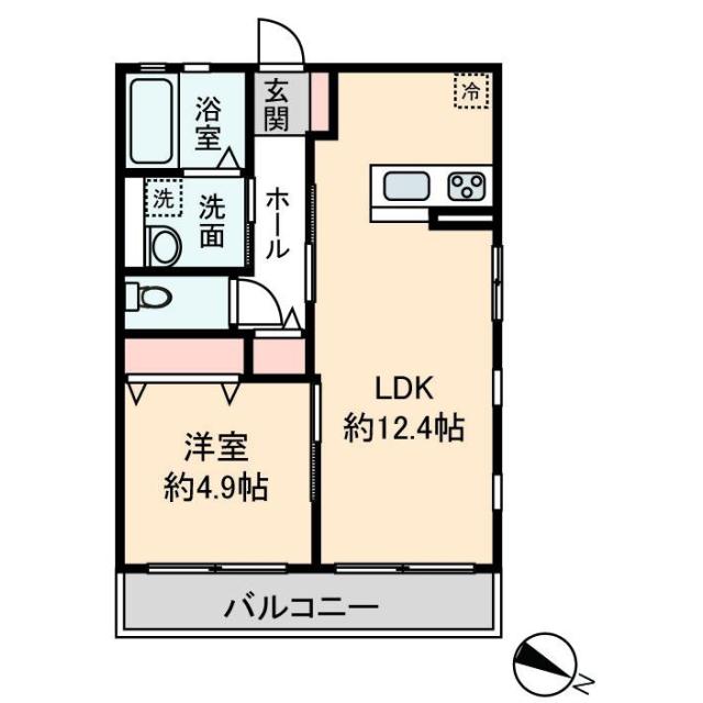 サン・グロリア(1LDK/1階)の間取り写真