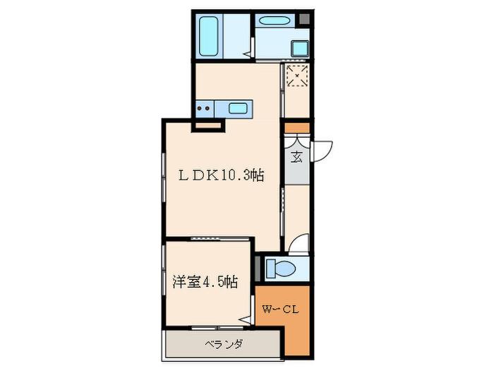 グリューネ塚口(1LDK/1階)の間取り写真