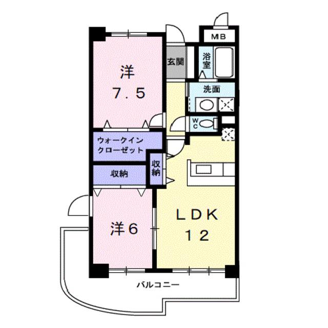 アズゥール(2LDK/3階)の間取り写真