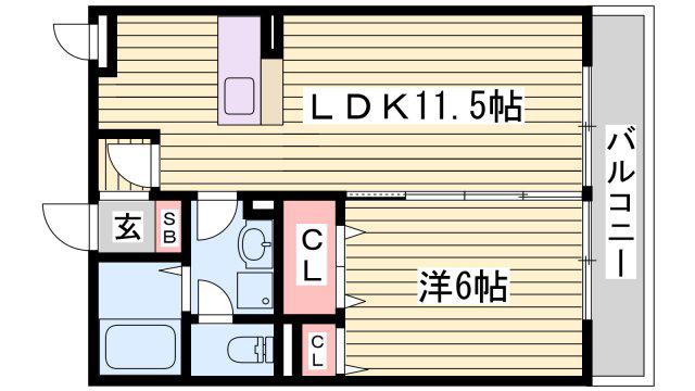 アルコバレーノ潤和(1LDK/1階)の間取り写真