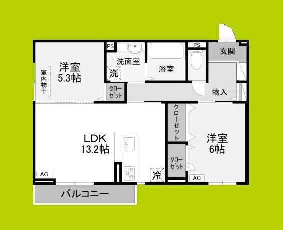 エクシードII(2LDK/2階)の間取り写真