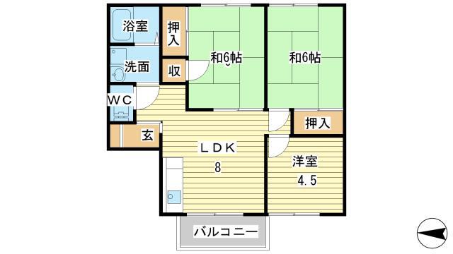 キャスティー・イダ(3LDK/2階)の間取り写真