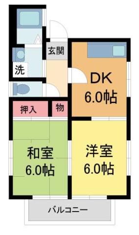 アネックス南郷(2DK/2階)の間取り写真