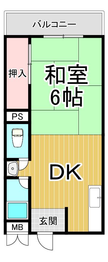 東園田マンション(1DK/2階)の間取り写真