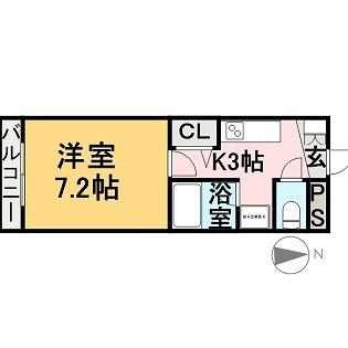 フレグランスわたなべ(1K/1階)の間取り写真