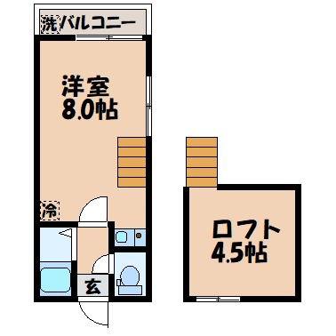 サンシャイン片淵(ワンルーム/2階)の間取り写真