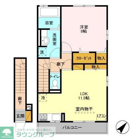 フィオーレ(1LDK/2階)の間取り写真