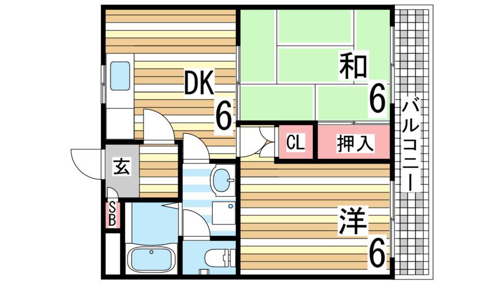エクレール衣掛(2DK/3階)の間取り写真