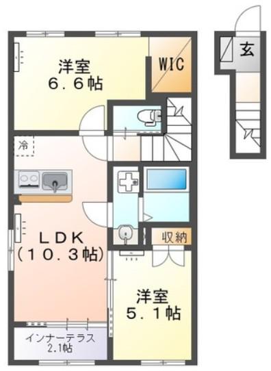ソラーナ(2LDK/2階)の間取り写真