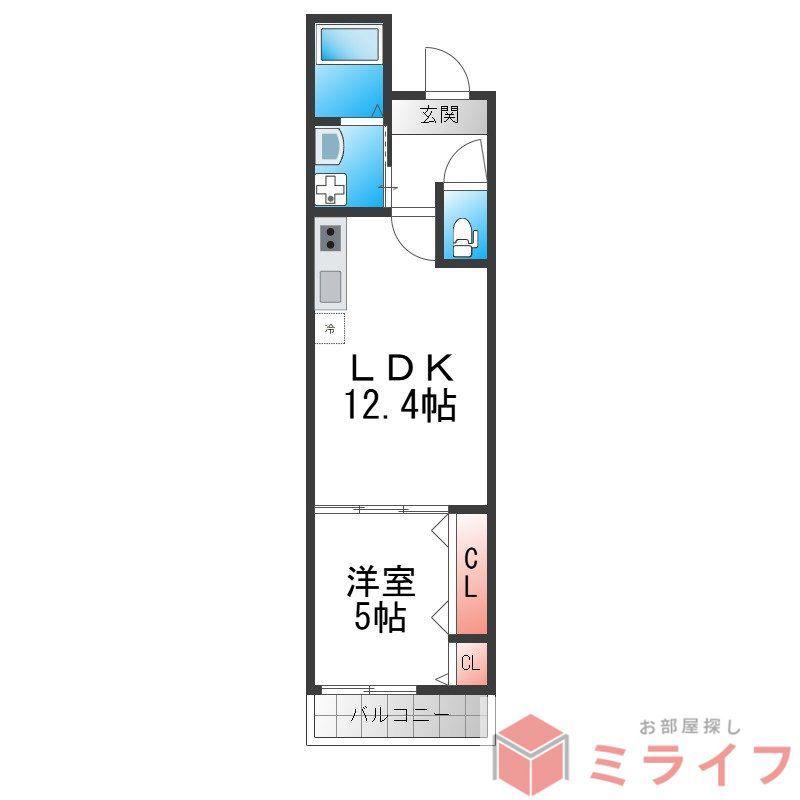 フジパレス今川公園V番館(1LDK/3階)の間取り写真