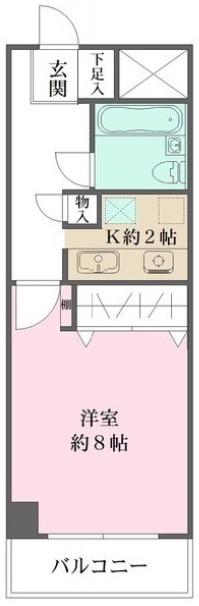 パラッツォ(1K/4階)の間取り写真