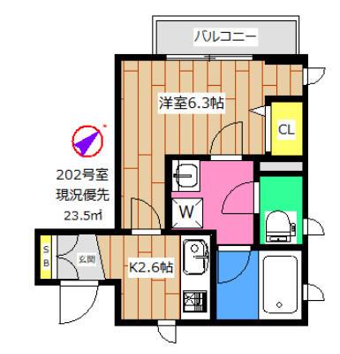 レオプレミアス(1K/2階)の間取り写真