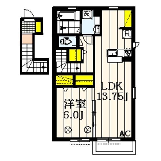京王線 平山城址公園駅 徒歩6分 2階建 築14年(1LDK/2階)の間取り写真