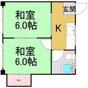 篠の風ハイツ(2K/3階)の間取り写真