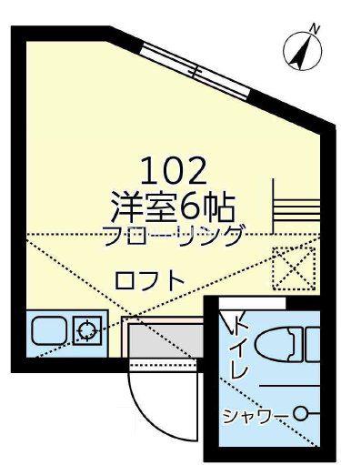 ユナイト山手サンピース(1LDK/2階)の間取り写真