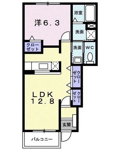 フラングラース(1LDK/1階)の間取り写真