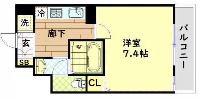 リアンジェ難波(1K/9階)の間取り写真