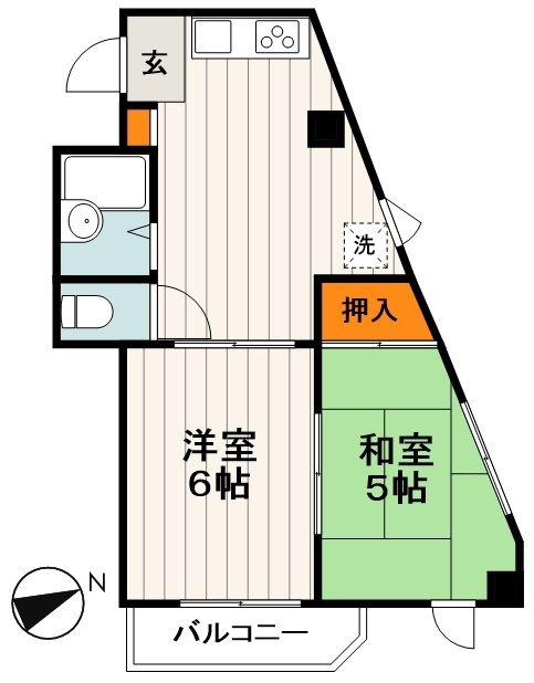 メゾンムーヴェル(2DK/4階)の間取り写真