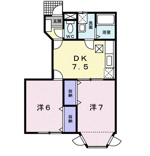 WINDSKEA-LANIB(2DK/1階)の間取り写真