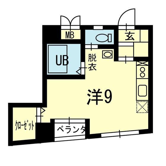 ライズ古城堀端(ワンルーム/3階)の間取り写真