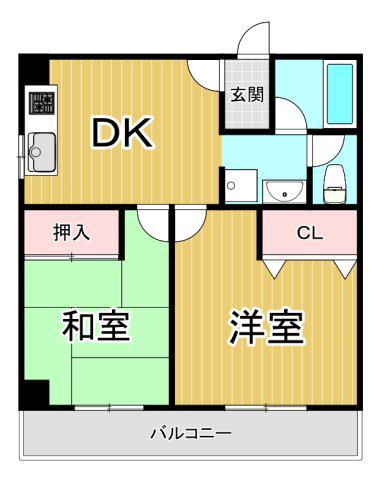 メゾン瑞ヶ丘(2DK/2階)の間取り写真