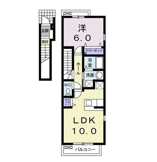 メゾンパレェ(1LDK/2階)の間取り写真