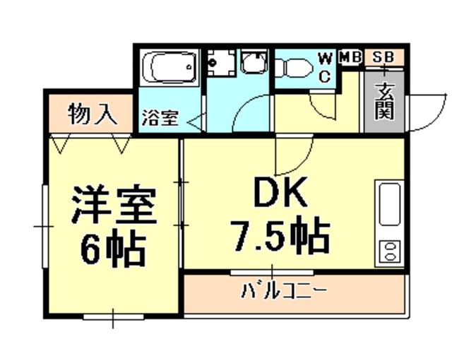 マノワールデルニエ(1DK/2階)の間取り写真