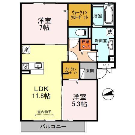 レジェンド深野(2LDK/3階)の間取り写真