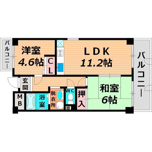 サンハイム今福(2LDK/5階)の間取り写真