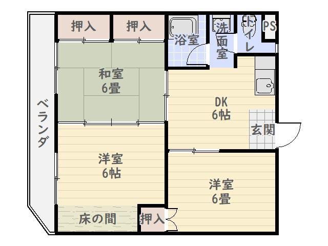 登ハイツ(3DK/1階)の間取り写真