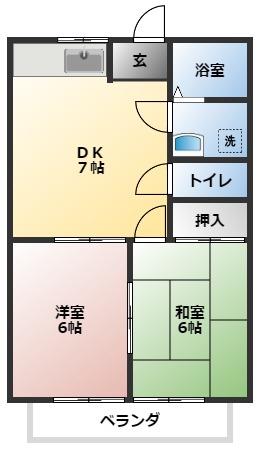 メルベーユ(2DK/2階)の間取り写真