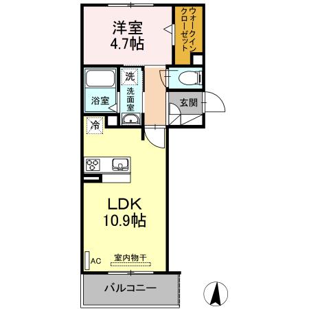 フルール(1LDK/2階)の間取り写真