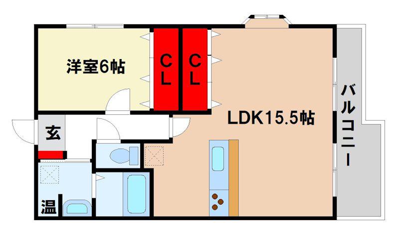 ルネスエテルナ(1LDK/4階)の間取り写真