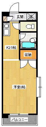 フレックシオンODA(1K/2階)の間取り写真